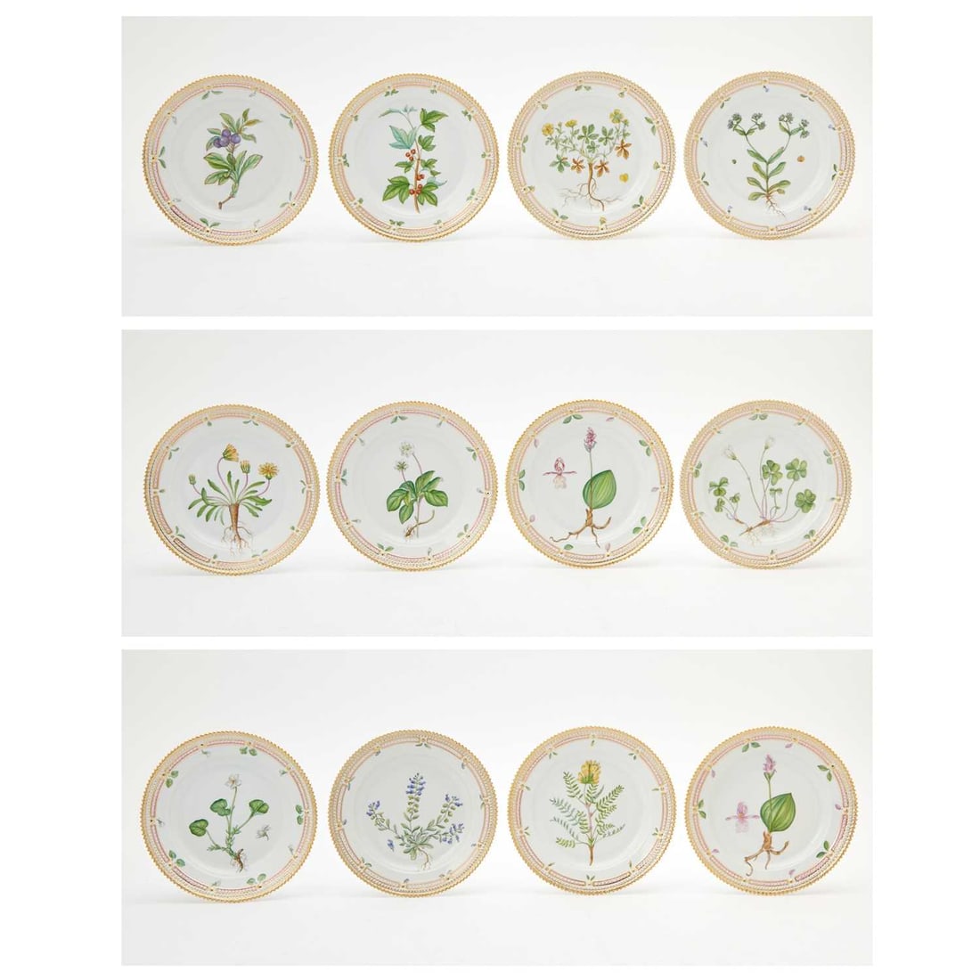 Set of Twelve Royal Copenhagen Flora Danica Porcelain Salad Plates (1 of 11)