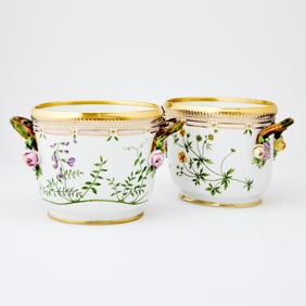 Two Royal Copenhagen Flora Danica Porcelain Wine Coolers