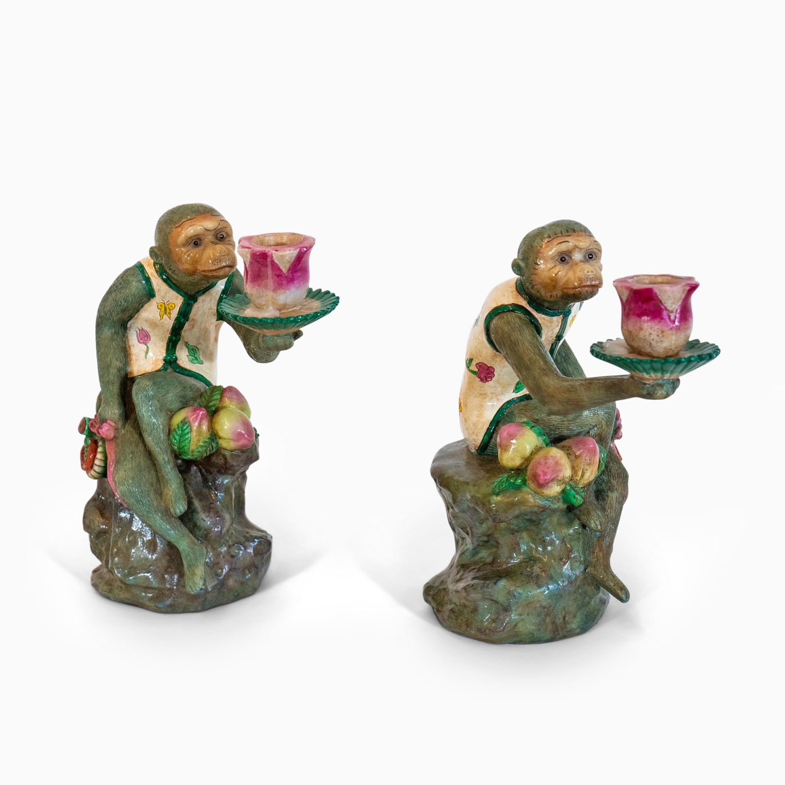 Pair of Ceramic Monkey-Form Candlesticks (1 of 4)