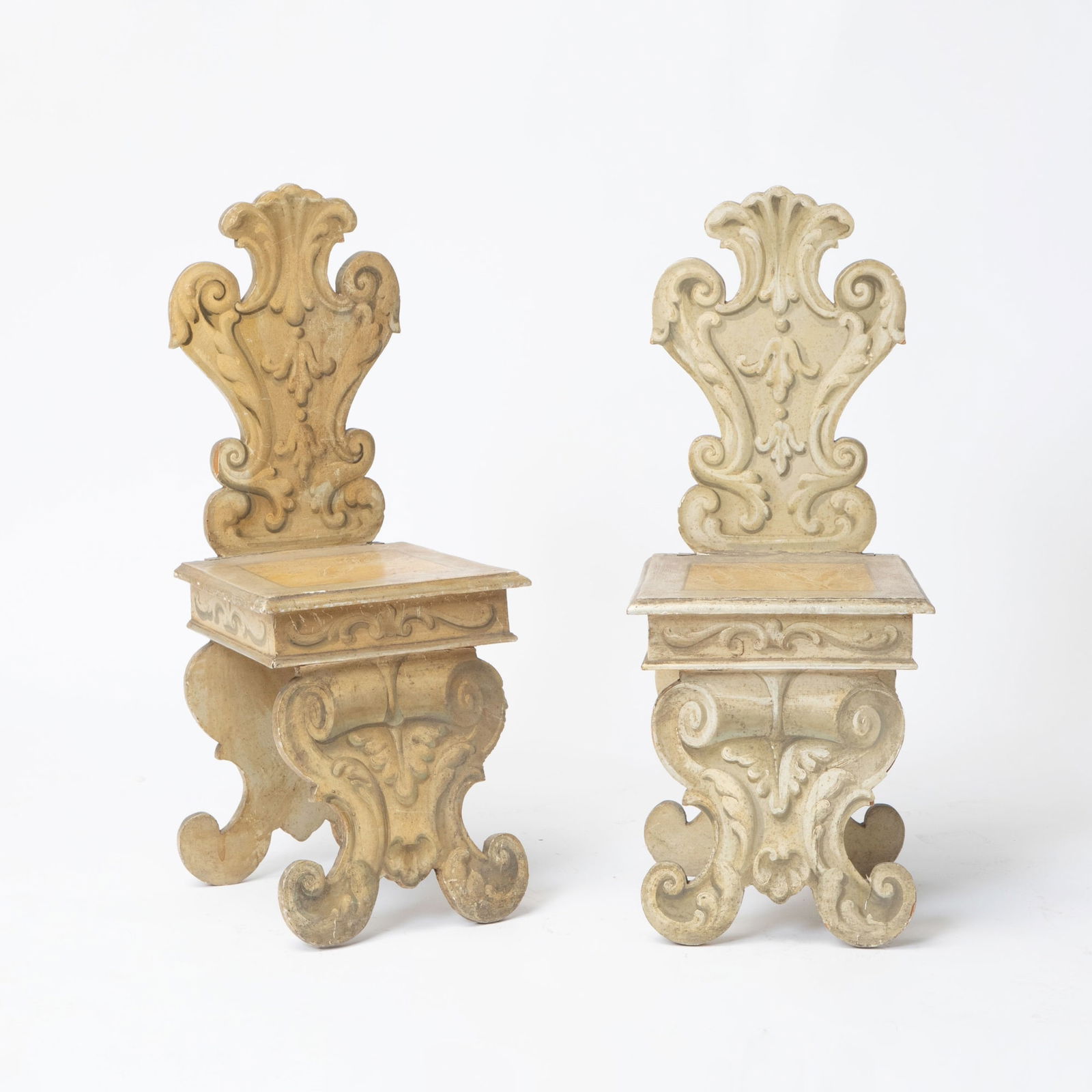 Pair of Italian Renaissance-Style Painted Wood Sgabello Chairs (1 of 5)