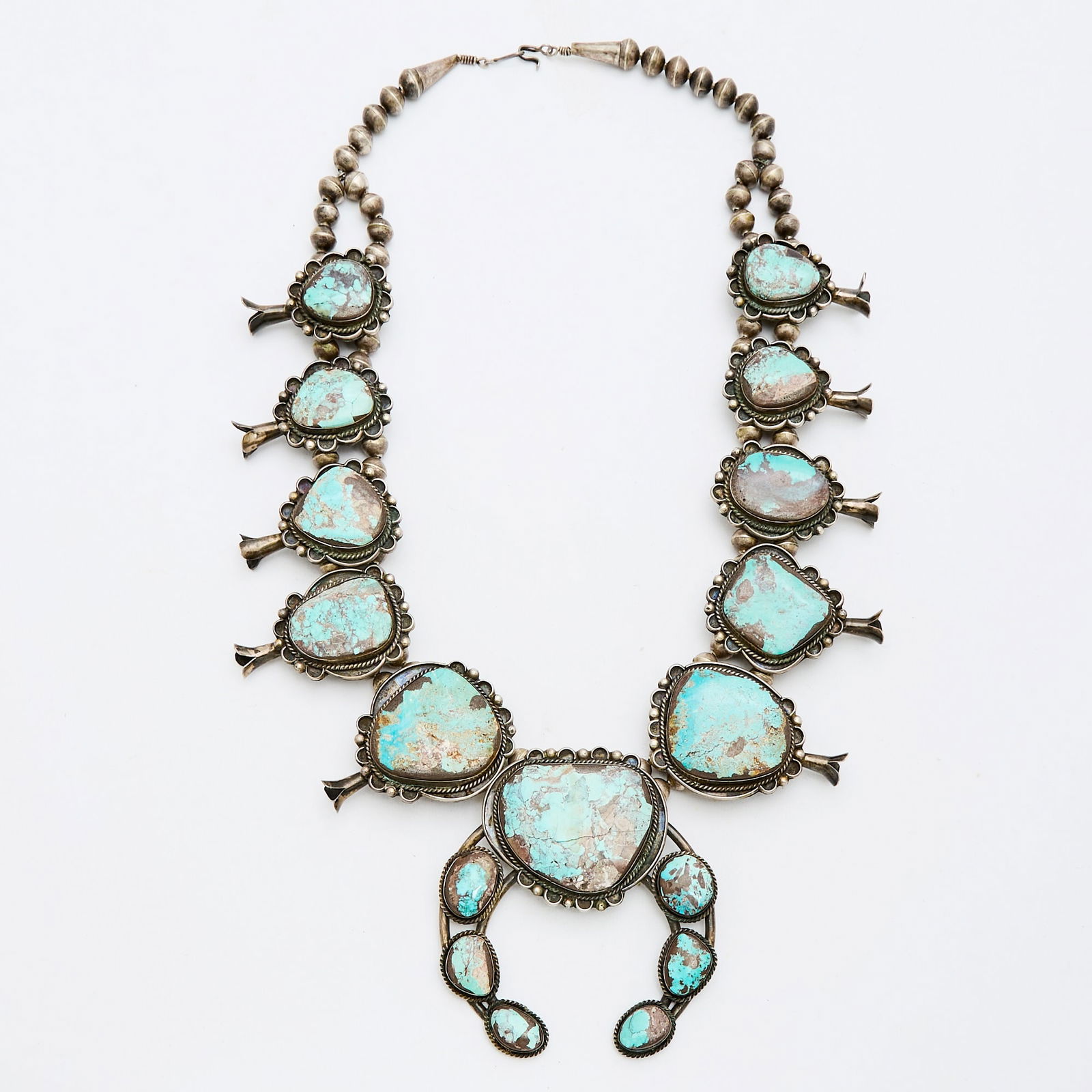 Navajo Silver and Turquoise Squash Blossom Necklace (1 of 1)