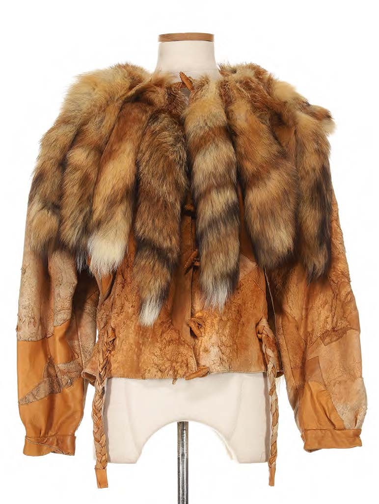 Two-Tone Tan Leather Fox Tail Lined Jacket (1 of 1)