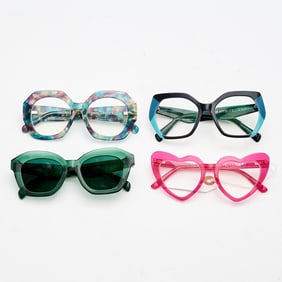 Group of Four Multicolor and Pattern Eyeglass Frames