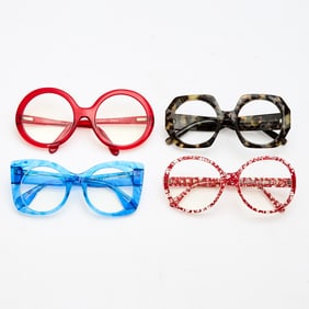 Group of Four Multicolor and Pattern Eyeglass Frames
