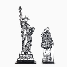Two Lazer Cut Figures of Iris Apfel
