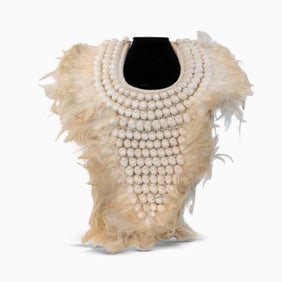 Feathered Macramé and Shell Breastplate Necklace