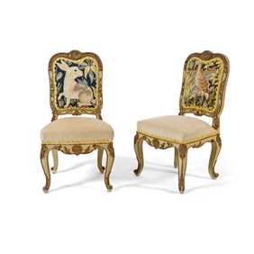 Pair of Louis XV Style Tapestry-Upholstered Side Chairs