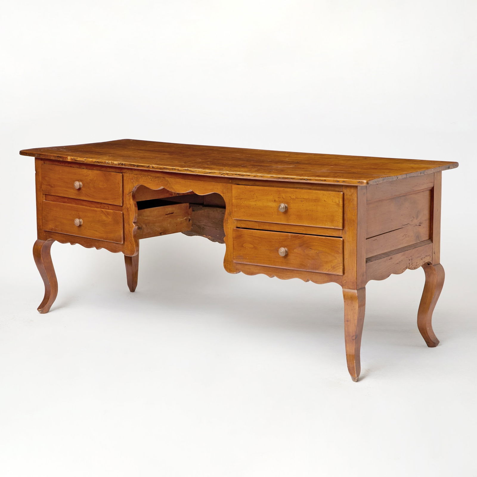 Louis XV Provincial Style Beechwood Kneehole Writing Table (1 of 6)