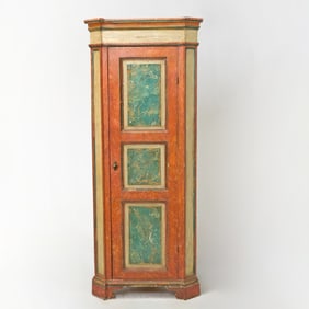 Italian Polychrome Painted Corner Cabinet