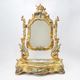 Venetian Rococo Style Painted Wood and Decoupage Vanity