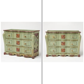 Pair of Continental Rococo Style Painted Commodes