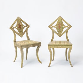 Pair of Italian Polychrome Painted Side Chairs