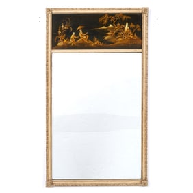 Louis XVI Style Painted Chinoiserie Trumeau Mirror
