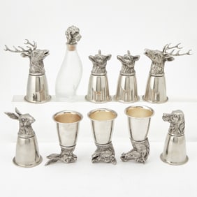 Group of Nine Gucci Silver Plated Stirrup Cups