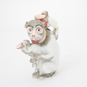 Samson Hand-Painted and Parcel-Gilt Monkey Teapot