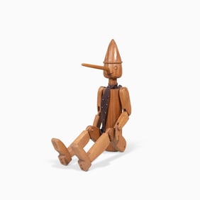 Carved Wood Articulated Figure of Pinocchio