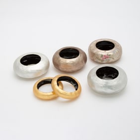 Group of Six Alexis Bitar Gold and Silver-Tone Bangle Bracelets