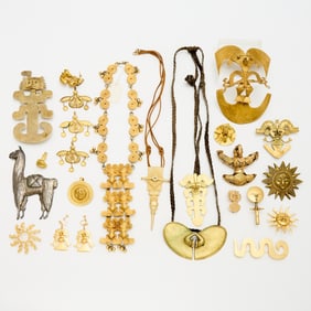 Group of Peruvian Style Metal Costume Jewelry