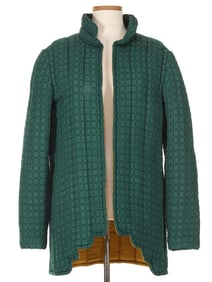 Chloe Teal Quilted Embossed Longline Jacket