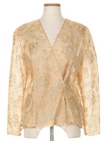 Givenchy Gold Metallic Blouse Together with an organza ruffle top.