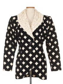 Galanos Black & Gold Metallic Wool Coat