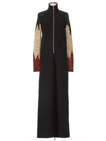 Jean Paul Gaultier Black Wool Multicolor Sequin Jumpsuit