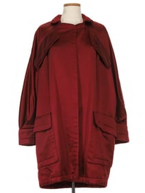 Christian Dior Haute Couture Wine Red Silk Wool Lined Front Car Coat
