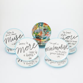 Group of Iris Apfel Ceramic Dessert Plates