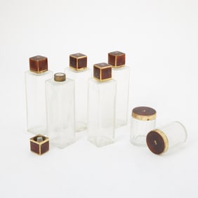 German Glass and Guilloche Enamel Vanity Set