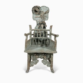 Unusual Japanese Green-Painted Armchair