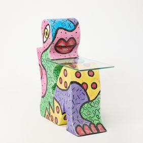 Abstract Polychrome Painted Figural Table