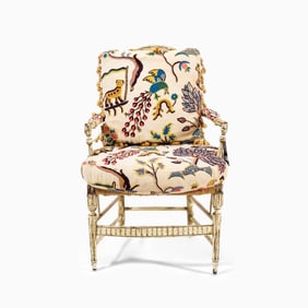 Neoclassical Style White-Painted Armchair