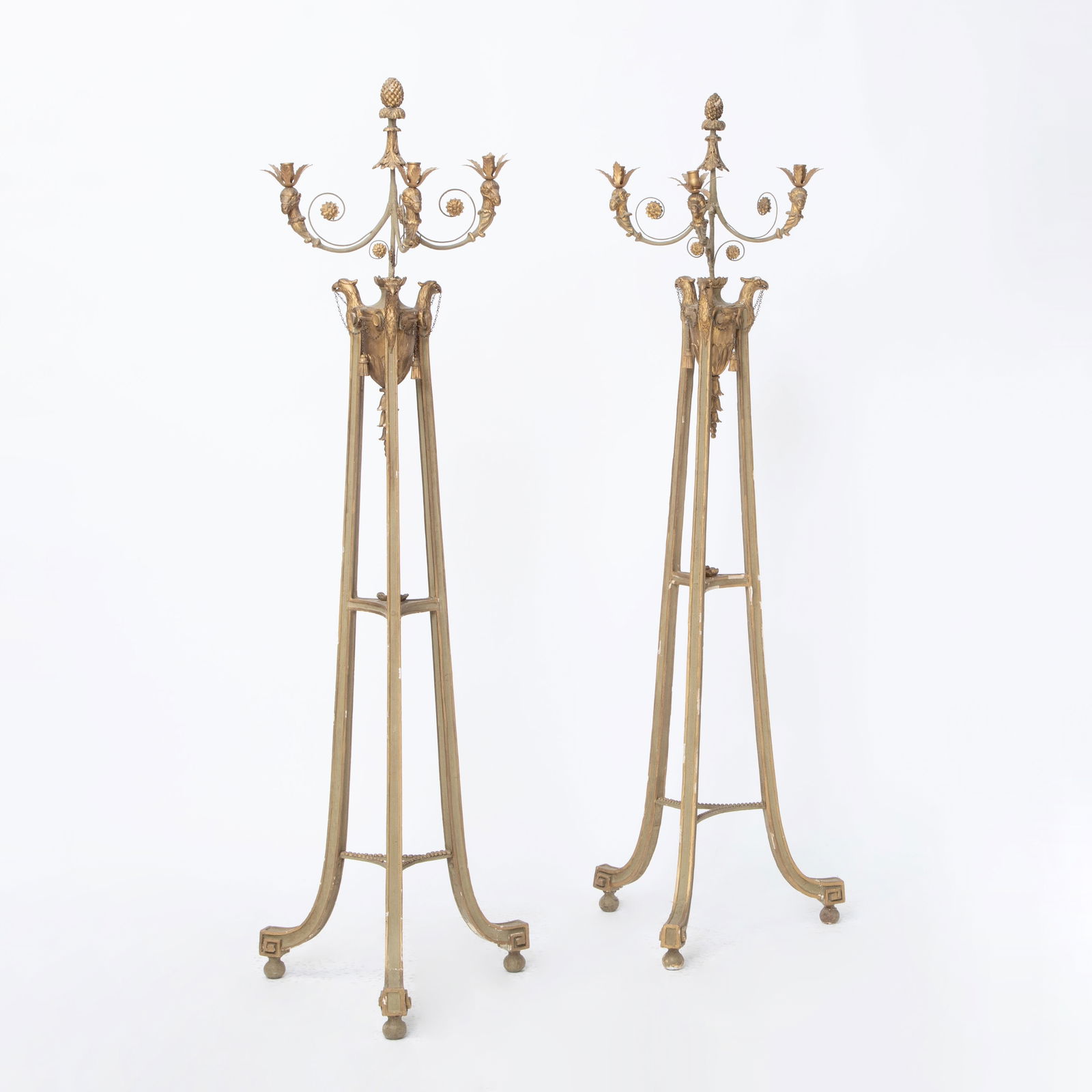 Pair of Italian Neoclassical Style Painted and Parcel-Gilt Torchieres (1 of 6)