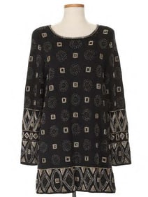 Adrienne Vittadini Beaded and Sequin Embellished Wool Jacket Together with a black wool top.