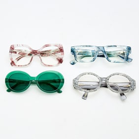 Group of Four Multicolor and Pattern Eyeglass Frames