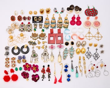 Group of Fifty Pairs of Costume Earrings and Earclips