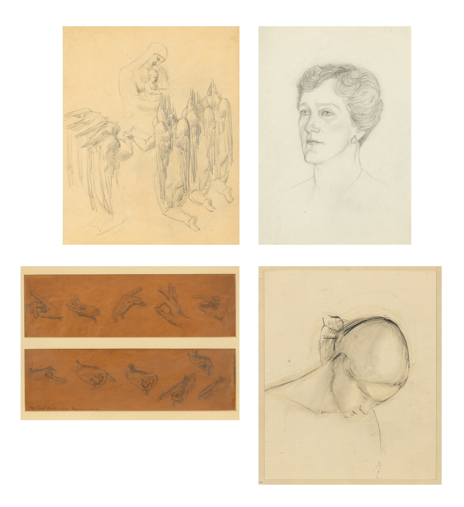 Malvina Cornell Hoffman: American, 1887-1966Drawings of Portraits and Hands: Five WorksOne of the drawings of hands is inscribed Mei Lan Fang