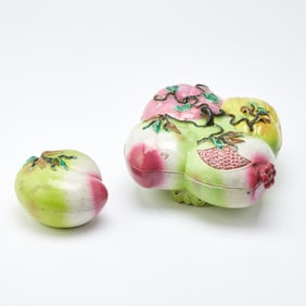 Two Chinese Glazed Ceramic 'Offering' Fruits 20th century