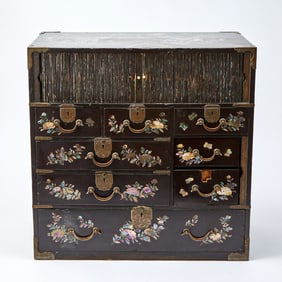 Japanese Lacquered Storage Box Meiji Period