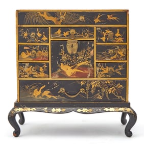 Japanese Lacquer Cabinet and Stand 19th Century