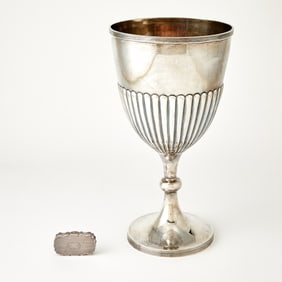 Victorian Sterling Oversized Goblet and a Victorian Sterling Silver Vinaigrette