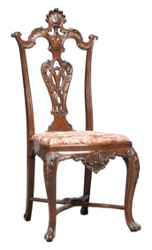 Portuguese Rococo Style Walnut Side Chair