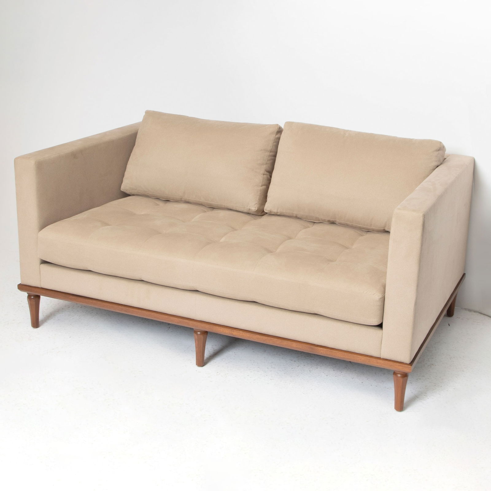 Dennis Miller Upholstered Sofa: Height 26 3/4 inches, width 66 inches, depth 40 inches.