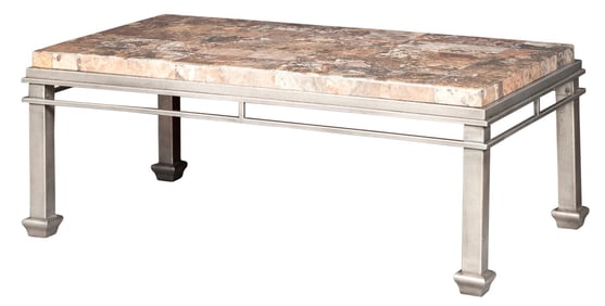 Metal and Composition Stone Low Table