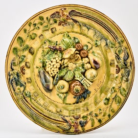 Etienne Oliva Palissy Ware Faience Trompe L’Oeil Circular Charger