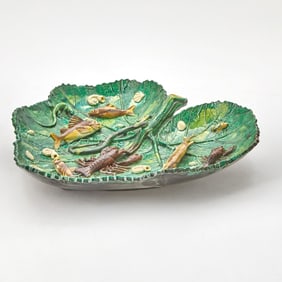 Palissy Style Heart-Shaped Dish With Fish, Insects and Shells by Francois Maurice