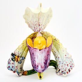 Jerome Massier Majolica Floral Vase
