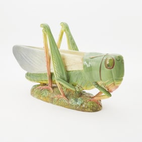 Delphin Massier Majolica Vase Modeled as a Grasshopper
