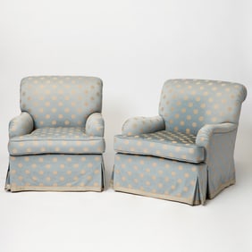 Pair of Upholstered Club Chairs