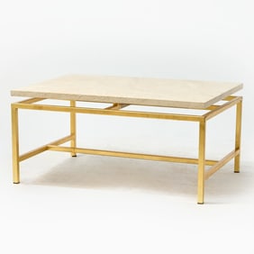 Lee Jofa "Napa" Gilt Metal and Stone Low Table